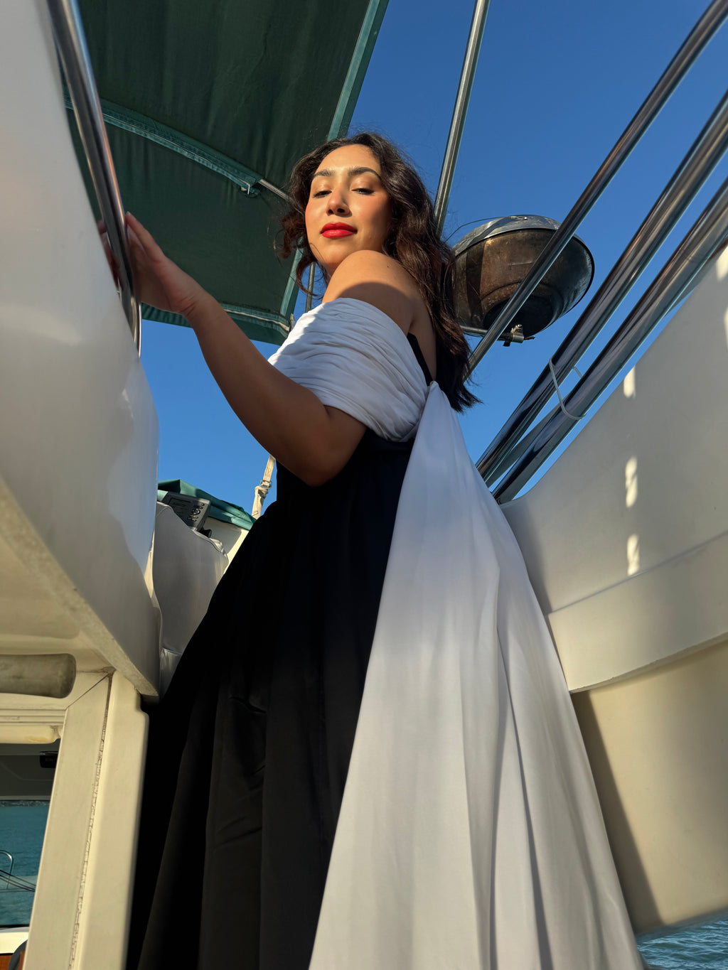 Robe longue bicolore