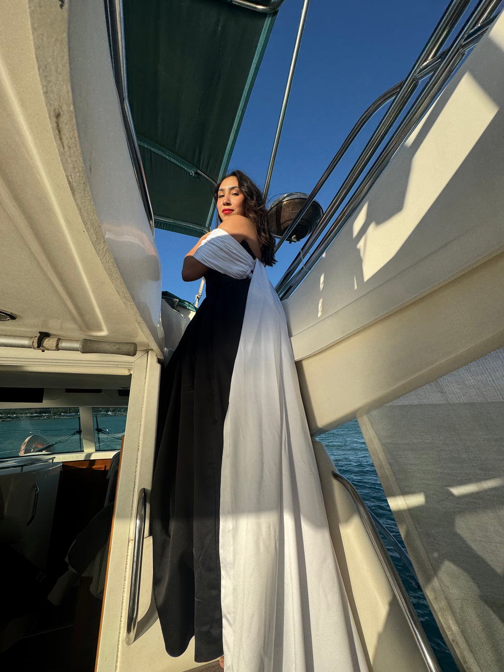 Robe longue bicolore