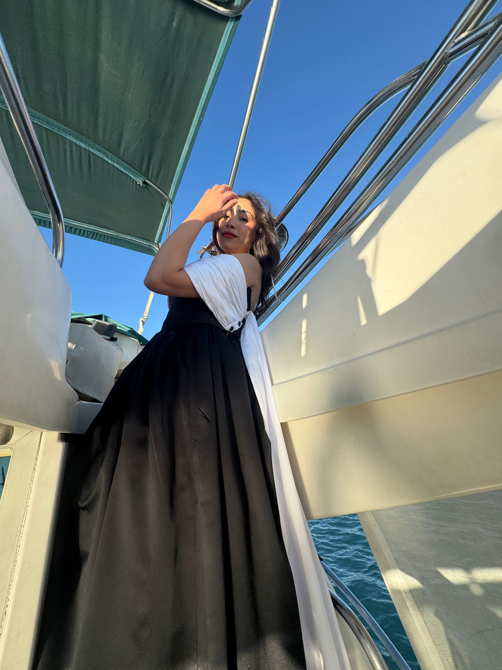 Robe longue bicolore